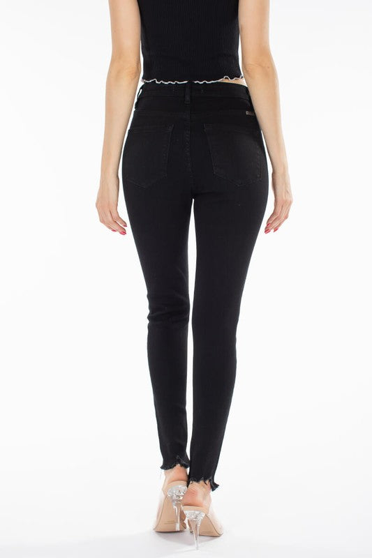 High Rise Black Button Fly Super Skinny Jeans