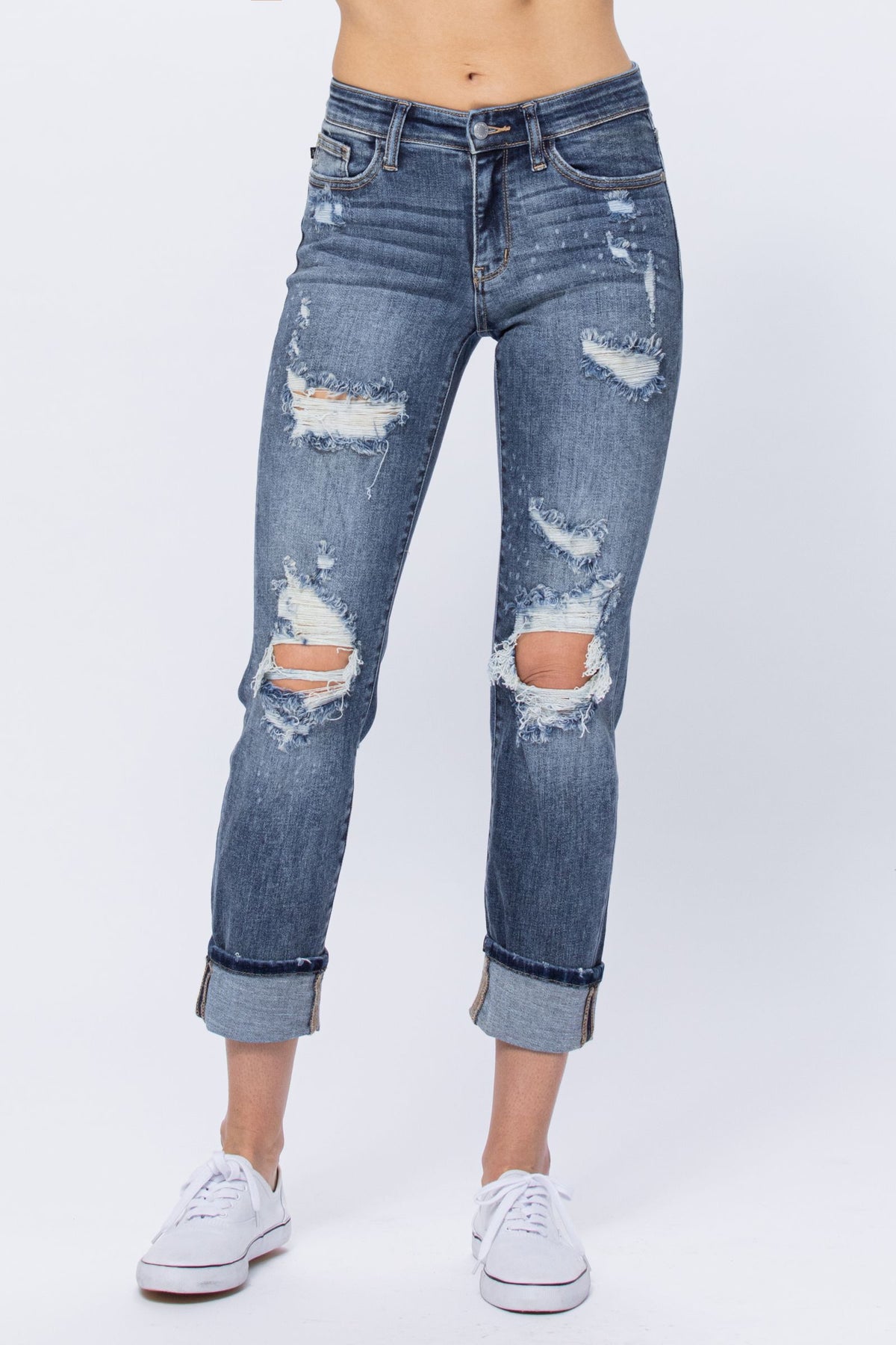 Bleach Splash Judy Blue Boyfriend Jeans