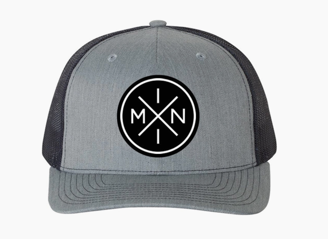 Mini X Leather Patch Grey & Black Trucker Hat