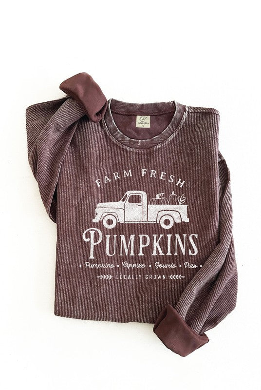 Farm Fresh Pumpkins Plum Corded Crew