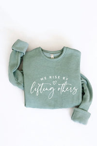 We Rise Crew Neck- Dark Heather Sage