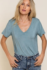 Blue Sage Soft V Neck
