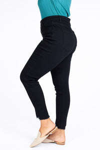 High Rise Black Button Fly Super Skinny Jeans