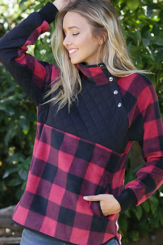 Buffalo Plaid Sherpa Pullover