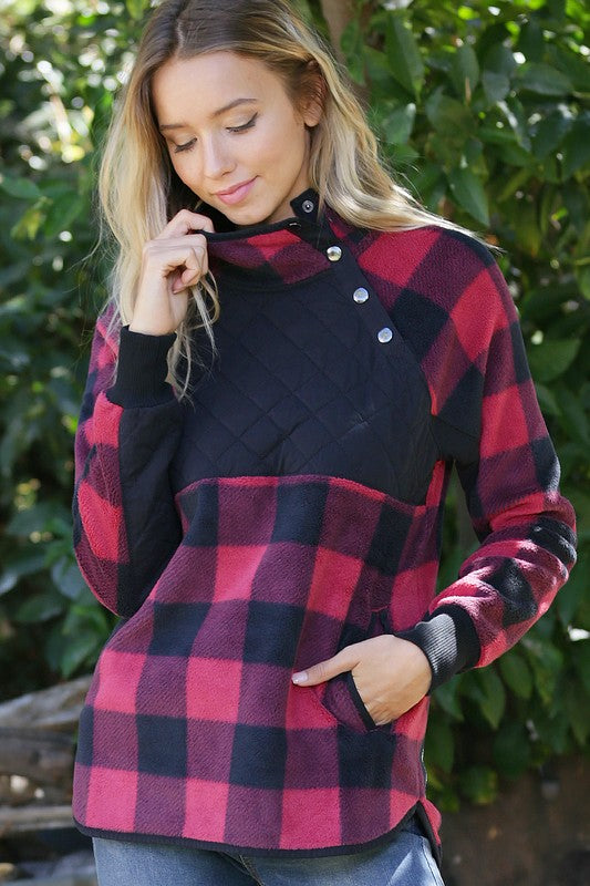 Buffalo Plaid Sherpa Pullover