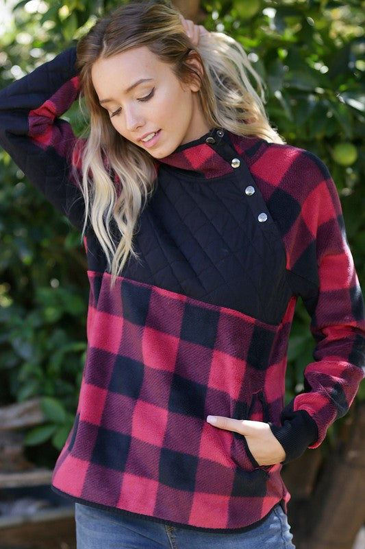 Buffalo Plaid Sherpa Pullover