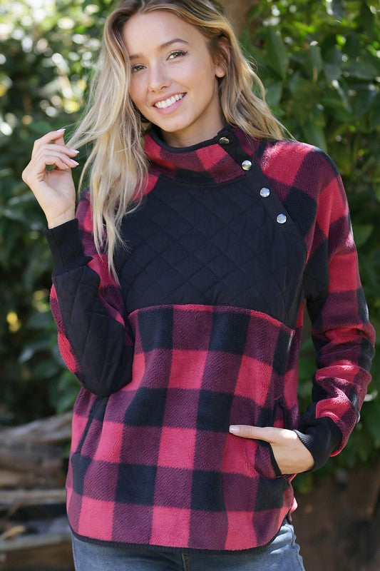 Buffalo Plaid Sherpa Pullover