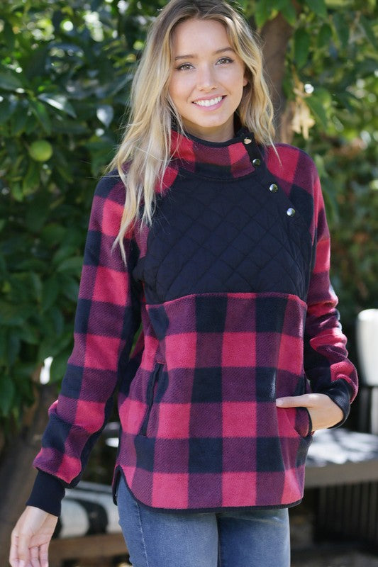 Buffalo Plaid Sherpa Pullover