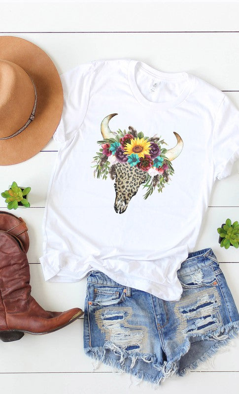 Boho Skull with Leopard and Floral patterns