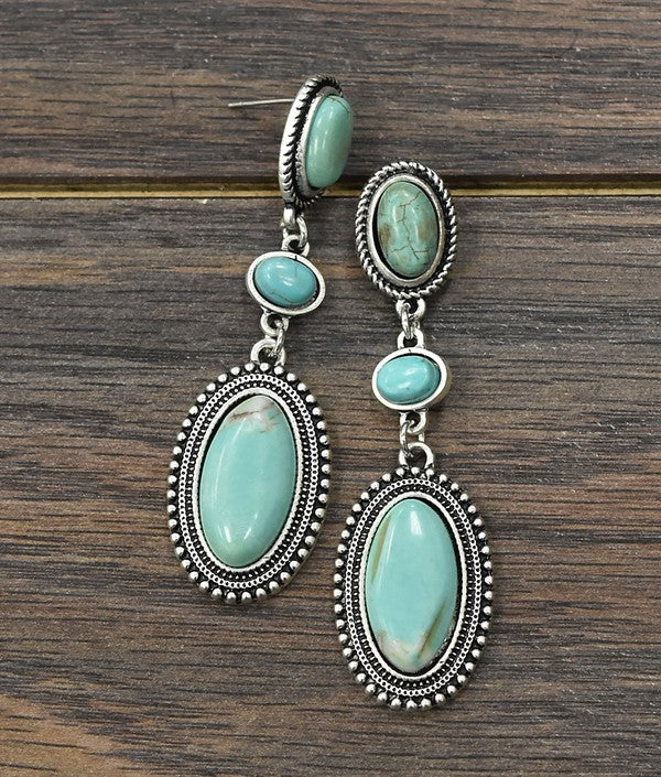 Natural Turquoise Post Earrings Dangles