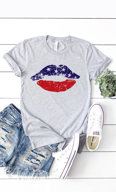 Distressed American Flag Lips