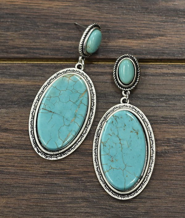 Flat Top Natural Turquoise Post Earring