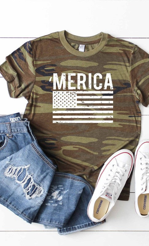 'Merica flag Camo Tee