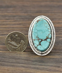 Round Natural Turquoise Adjustable Ring