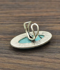 Round Natural Turquoise Adjustable Ring