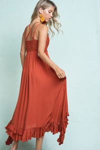 Marsala Breeze Hi Low Long Slip Dress