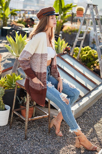 Long Sleeve Ombre Pocket Open Cardigan