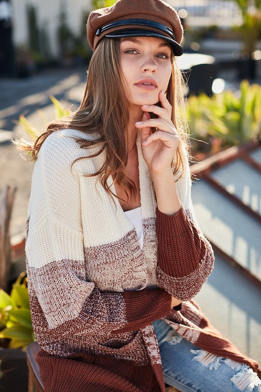 Long Sleeve Ombre Pocket Open Cardigan