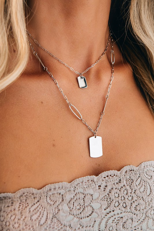 Boho Layered Necklace- Silver
