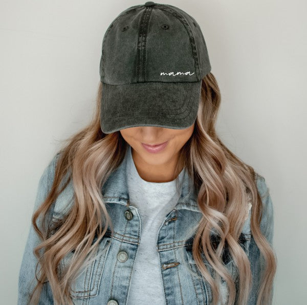 Mama Embroidered Caps- Vintage Wash