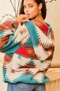 Aztec Print Pullover Hoodie