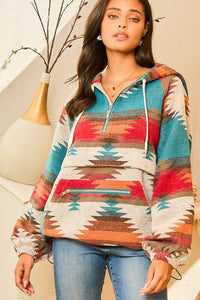 Aztec Print Pullover Hoodie