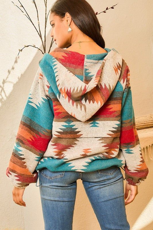 Aztec Print Pullover Hoodie