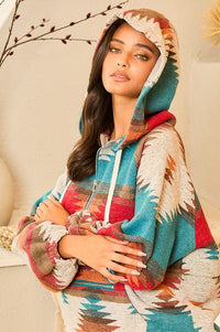 Aztec Print Pullover Hoodie