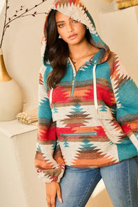 Aztec Print Pullover Hoodie
