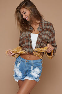 Mocha Brown Multi Bleached Flannel