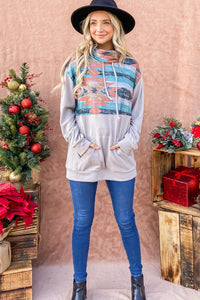 Aztec Printed Turtle Neck Casual Top