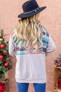 Aztec Printed Turtle Neck Casual Top