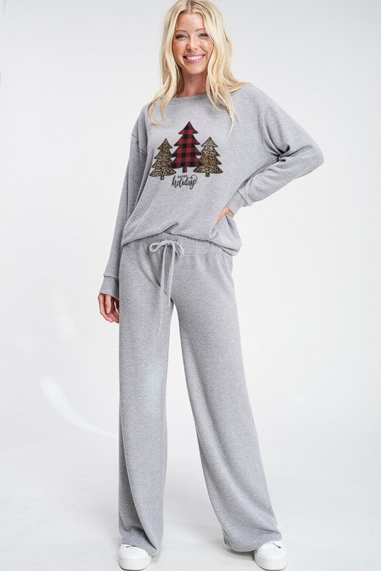 Leopard Xmas Tree Pj Lounge Set