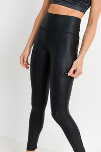 Triple Zippered Pocket High waist Foil Leggings