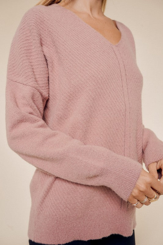 Soft V-Neck Mauve V-Day Sweater