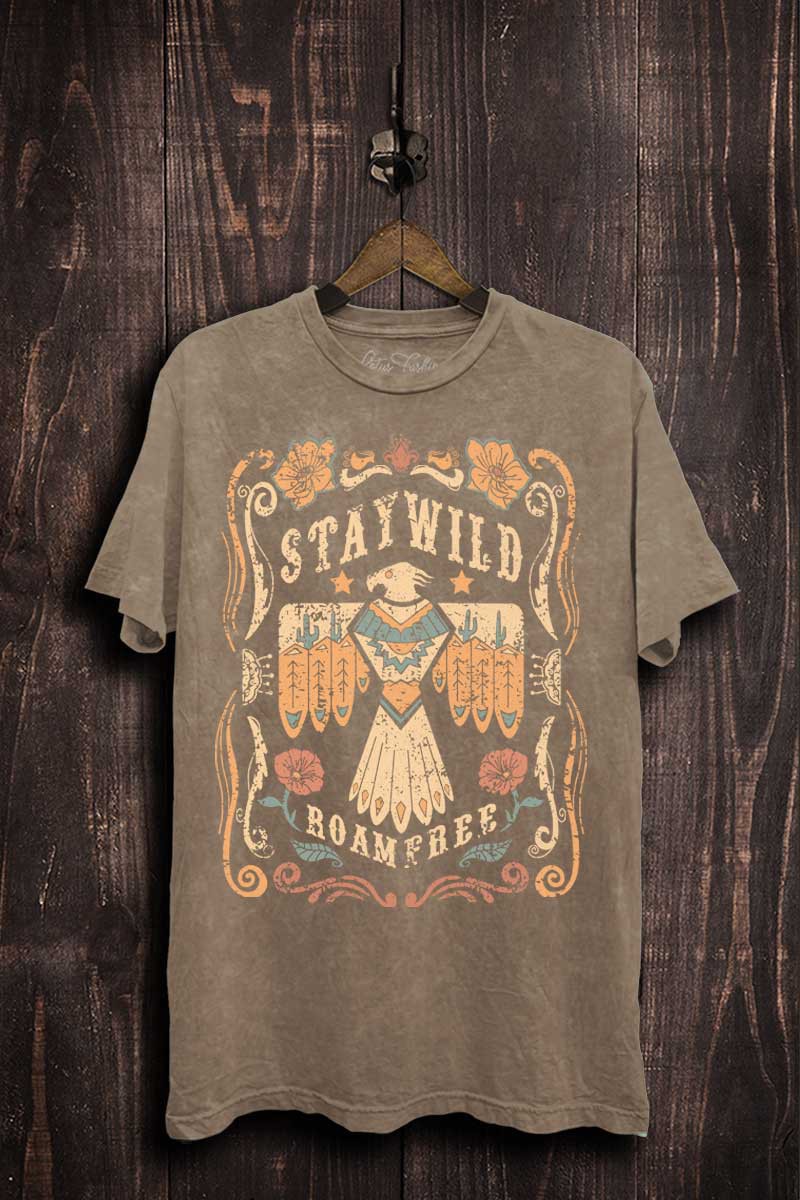 Lotus Mocha Mineral Wash Stay Wild Tee
