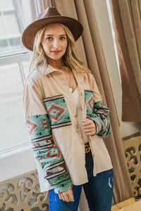 Aztec Print Casual Shirt Jacket