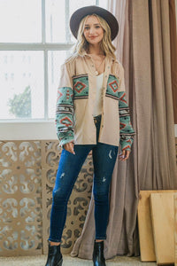 Aztec Print Casual Shirt Jacket