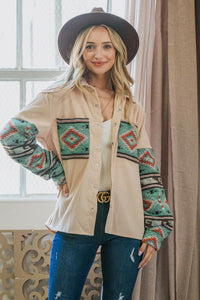 Aztec Print Casual Shirt Jacket