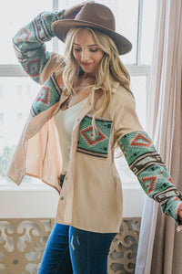 Aztec Print Casual Shirt Jacket