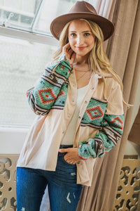 Aztec Print Casual Shirt Jacket