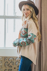 Aztec Print Casual Shirt Jacket