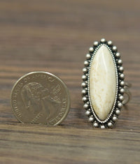 Natural White Turquoise Adjustable Ring