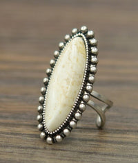 Natural White Turquoise Adjustable Ring