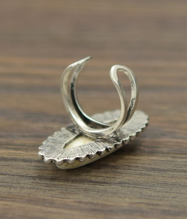 Natural White Turquoise Adjustable Ring