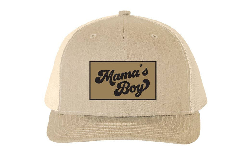Mama's Boy Leather Patch Flat Bill Trucker Hat