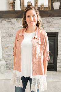 Pink Velvet Lace Lightweight Jacket