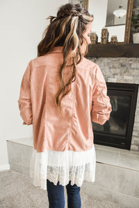 Pink Velvet Lace Lightweight Jacket
