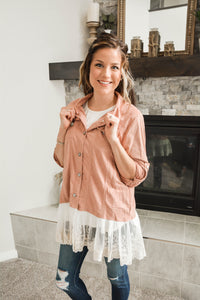 Pink Velvet Lace Lightweight Jacket