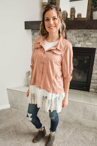 Pink Velvet Lace Lightweight Jacket